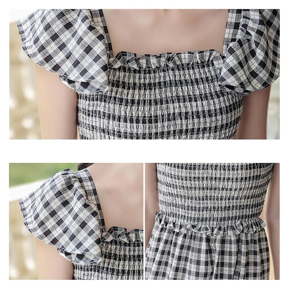 DGDXLMPNR Singing Solo Multi Plaid Smocked Bust Maxi Dress